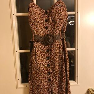 Deb 2X Brown Floral Dress